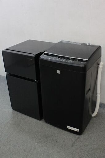 直配直取限定 小さめブラックミラーガラストップ 冷蔵庫90L/洗濯機5.5㎏ 家電2点セット   中古 店頭引取歓迎 R5872)