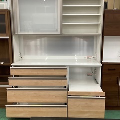 家具ならトレファク吉川店！！ 綾野製作所(AYANO) レンジボード 2枚スライド 扉 ホワイト×ナチュラル キズ有