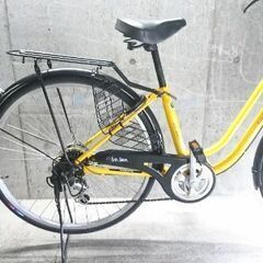 自転車中古 Ever Green 外装6段変速 カゴリアキャリア鍵付き タイヤ26 