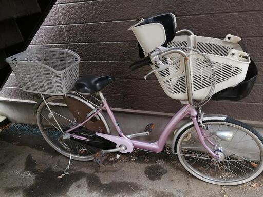 ピンクの前こども乗せ自転車
