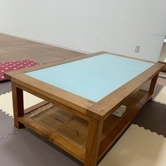 木×ガラス製　テーブル