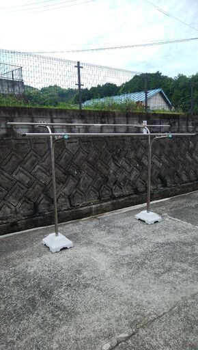 物干し台1セット、竿2本(ステンレス製)