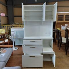 ニトリ　ソレル１００ＫＢ　３枚扉キッチンボード　２０２１年製　白　食器棚【愛品倶楽部柏店】