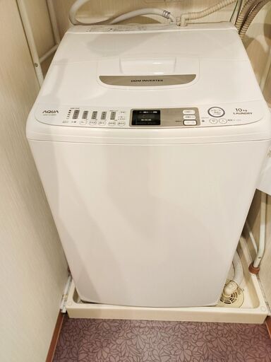 ※問合せ多謝、終了調整中※AQUA 大型10kg 2015年 内部部品交換済み1年以内 稼働良好 買換えにつき (取りに来て頂ける方)