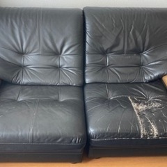 大特価！高級 カリモク 黒 レザー 5脚 5人掛け ソファセット