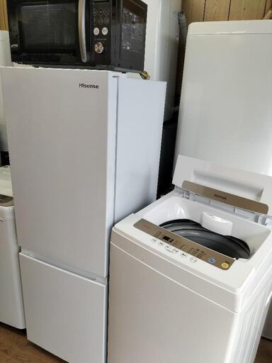 只今、商談中となっております。新生活応援家電セット！！No７４　ハイセンス HR-D1701W 2ドア冷凍冷蔵庫 175L　2021年製・アイリスオーヤマ  IAW-T502EN 全自動洗濯機 2021年製・アイリスオーヤマ　MO-1501-B 電子レンジ　2020年製　3点セット！！