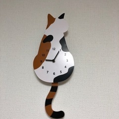 ニトリ　猫型掛け時計(三毛猫)