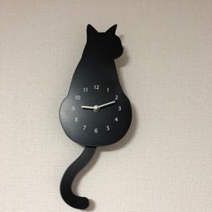ニトリ　猫型掛け時計(黒猫)