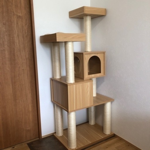 ほぼ未使用 アイリスオーヤマ 木製キャットタワー 猫 多頭飼い