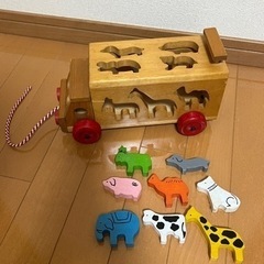 サファリバス　木製　動物　パズル　知育玩具　おもちゃ