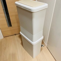 【美品】サンコープラスチック ゴミ箱 二段分別ダストボックス 47.5L ライトベージュ − 東京都
