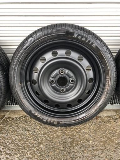 タイヤ、ホイール 15インチ鉄ホイール 165/50/15 4.5j バリ溝 pcd100
