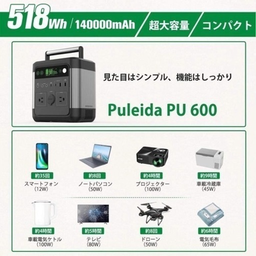 新品 ポータブル電源 超大容量バンテリー140000mAh/518Wh アウトドア