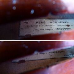 【選定分類：Ⅳ- ⑦ モダン・工房製・仏蘭西】Violin Work shop of RENE JACQUEMIN 1943●修復・セッティング・調整未済●試奏不可落札時状態