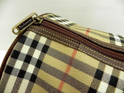 BURBERRY ノバチェック ボストンバッグ 旅行かばん ブラウン PVC 