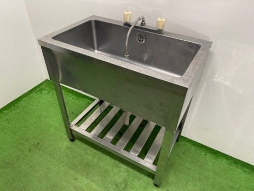 業務用　ステンレス　１槽シンク流し台　蛇口付き　店舗　飲食店　W750ｘD450ｘH800ｍｍ