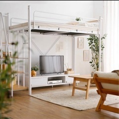 帯広での引き渡し》宮付きロフトベッド、セミダブル。白 | sopleymill ...