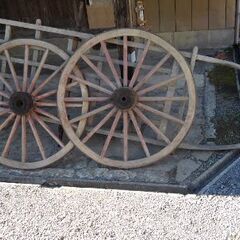 荷車　納屋保管かしの木製鉄車輪