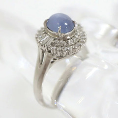 Pt900 プラチナ 天然コランダム 天然サファイア ダイヤリング