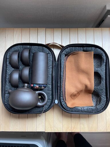 台湾製　携帯用茶器セット　コンパクト収納ケース付