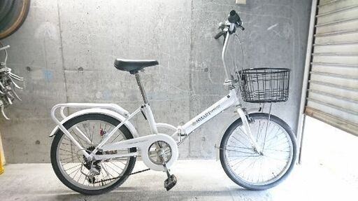 折りたたみ自転車中古 SMART 外装6段変速 カゴリアキャリア付き タイヤ