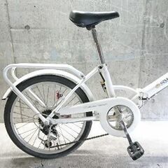 折りたたみ自転車中古 SMART 外装6段変速 カゴリアキャリア付き タイヤ 