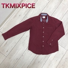 【TKMIXPICE】襟付きシャツ　ワインレッド　サイズM　水玉風