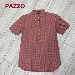 【PAZZO】パッゾ　ボタンダウンシャツ　L  チェック柄　半袖