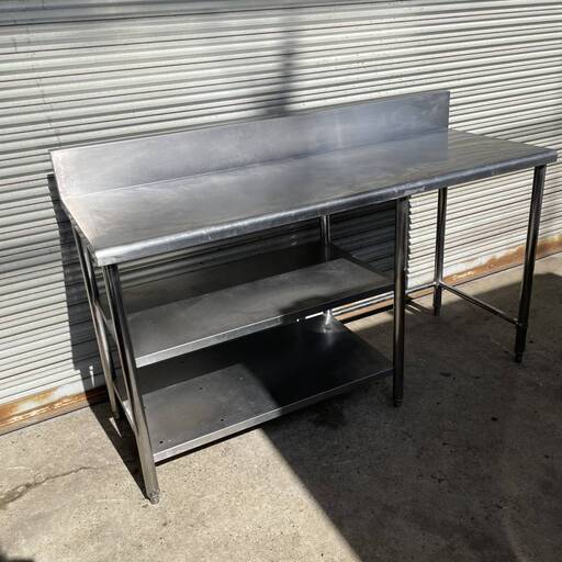 PH8/75　【直接引取り限定】 ステンレス作業台 3段 業務用 W156.5×D60×H100㎝ 厨房機器 調理台 中古 作業テーブル 金属　台