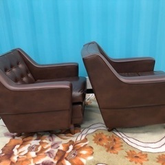 SHIRAKAWA 1Pソファ 本革 アンティーク 2個セット