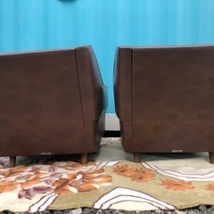 SHIRAKAWA 1Pソファ 本革 アンティーク 2個セット