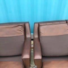 SHIRAKAWA 1Pソファ 本革 アンティーク 2個セット