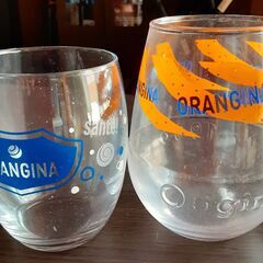 オランジーナ非売品　オリジナルグラス　　ブルー　２種類　　　未使用