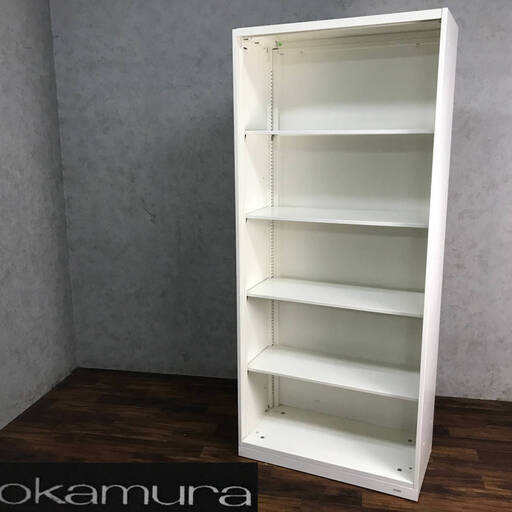 PH8/56　OKAMURA オカムラ オープン書庫 収納 シェルフ ヴィラージュシリーズ 8VS1118 4段 棚 付属品あり 中古 欠品あり