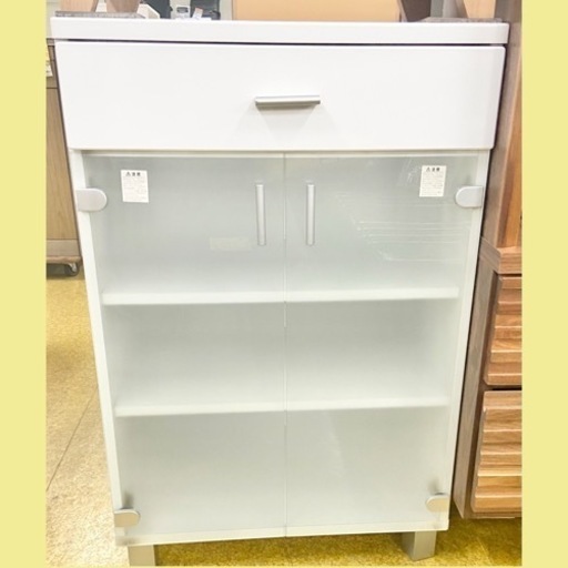 【ガラスキャビネット】食器棚 ♪白 コンパクトサイズ★ 一人暮らしにも