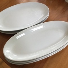 【中古】白オーバル大皿2種★計5枚