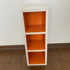 小さなカラーボックス　3段　白×オレンジ