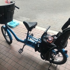 20インチ　幼児2人同乗用自転車　内装３段変速　ledオートライト　前後チャイルドシート付き　ブルー