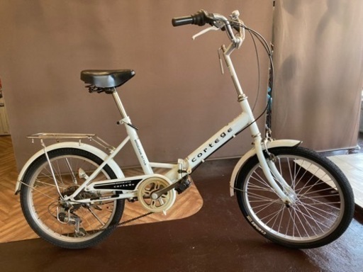 後輪チューブ新品！】6段変速 20インチ折りたたみ自転車 ホワイト