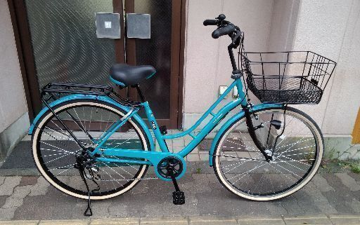 美品☆CARG ACTIVE[カルグ アクティブ]27吋 ファミリーサイクル 外装6段/LEDオート/ターコイズ