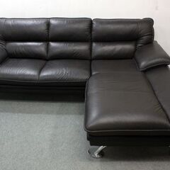 ニトリ カウチソファ ロゾ4 本革（牛革）ダークブラウン セミハイバック L字 コーナー  NITORI  中古家具 店頭引取歓迎 R5371)
