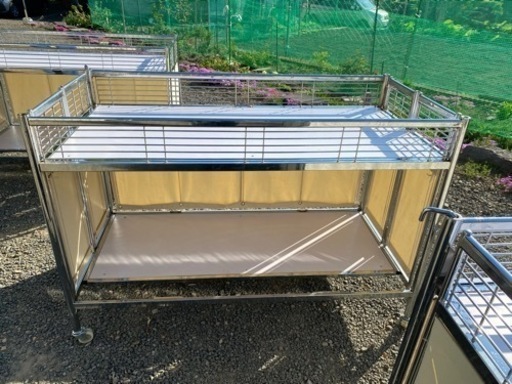 (お値下げしました！)中折れスチールワゴン クロームフレーム　3台セット お値下げしました！)中折れスチールワゴン クロームフレーム 3台セット