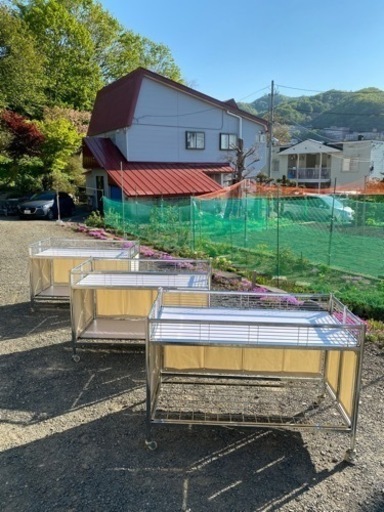 お値下げしました！)中折れスチールワゴン クロームフレーム 3台セット