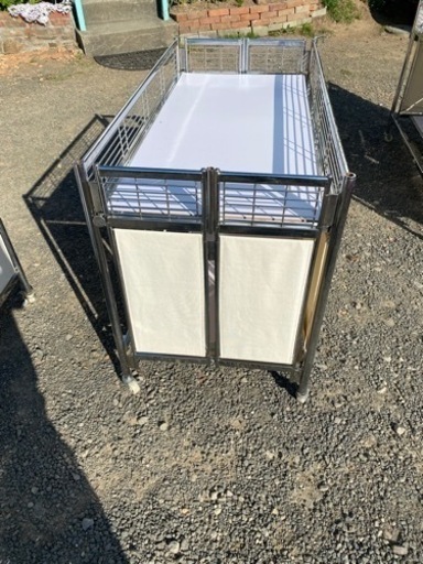 (お値下げしました！)中折れスチールワゴン クロームフレーム　3台セット お値下げしました！)中折れスチールワゴン クロームフレーム 3台セット