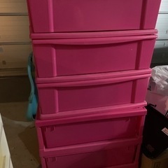3段収納ケース　2個　ピンク