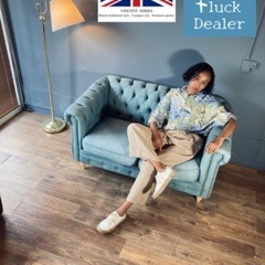 ☑️メル売約済　イギリスヴィンセントターコイズグリーン2人掛けソファー極上コンディション