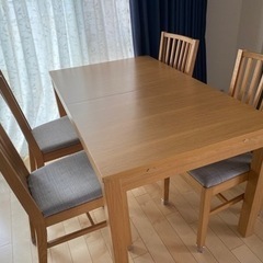 【計6万円相当】IKEA伸縮ダイニングテーブル&椅子　三段階調節