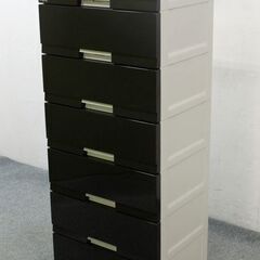 Fits フィッツプラス プレミアム 7段 プレミアムブラック ブラックウッド天板 FP5507 天馬 収納家具 中古 店頭引取歓迎 R5888)