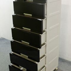 Fits フィッツプラス プレミアム 7段 プレミアムブラック ブラックウッド天板 FP5507 天馬 収納家具 中古 店頭引取歓迎 R5888)