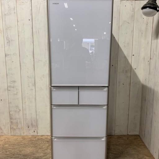 6/16終 YA 2018年製 冷蔵庫 日立 R-S5000H ガラストップ ホワイト ファミリータイプ 菊MZ